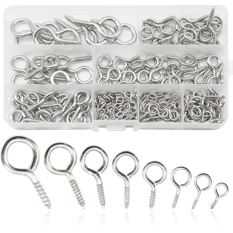 Hocansen 280 Pieces 17x8mm Small Eye Shape Screw Hooks Hooks Eyelets Screw Peg for Cork Top Bottles DIY Jewelry Making (YJZ - Image 1